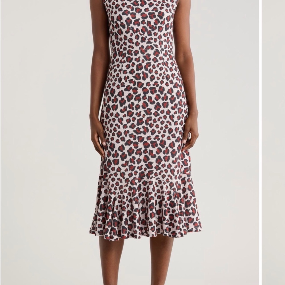 Hutch Kari Red Leopard-Print Midi Dress sz L